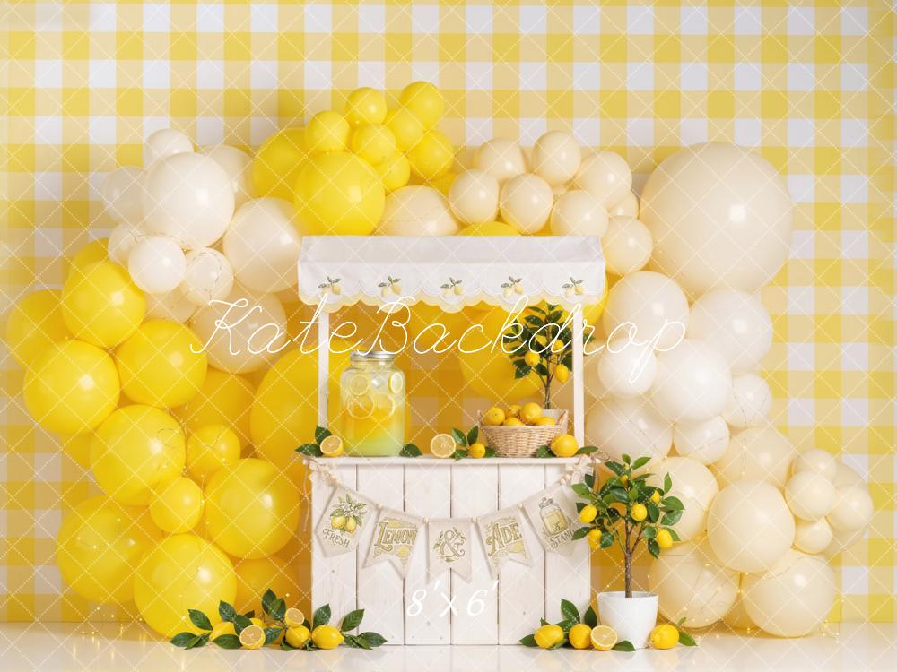 Kate Lemonade Stand Lemon Tree Yellow Balloons Backdrop Designed by Emetselch - Image 3