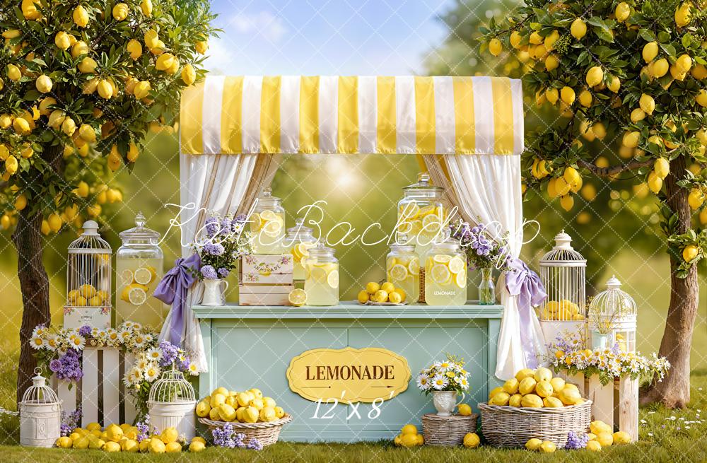 Kate Lemonade Stand Lemon Trees Summer Fleece Backdrop Designed by Emetselch - Image 4
