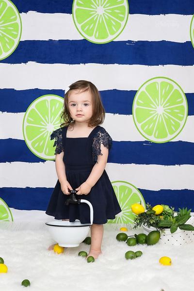 Kate Lemons Blue and White Stripe Backdrop for Photography Summer Holiday Children - Image 4