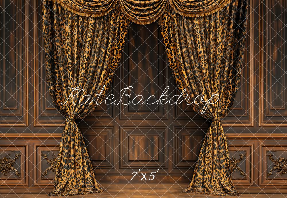 Kate Boudoir Leopard Print Curtains Vintage Wall Backdrop Designed by Emetselch - Image 2