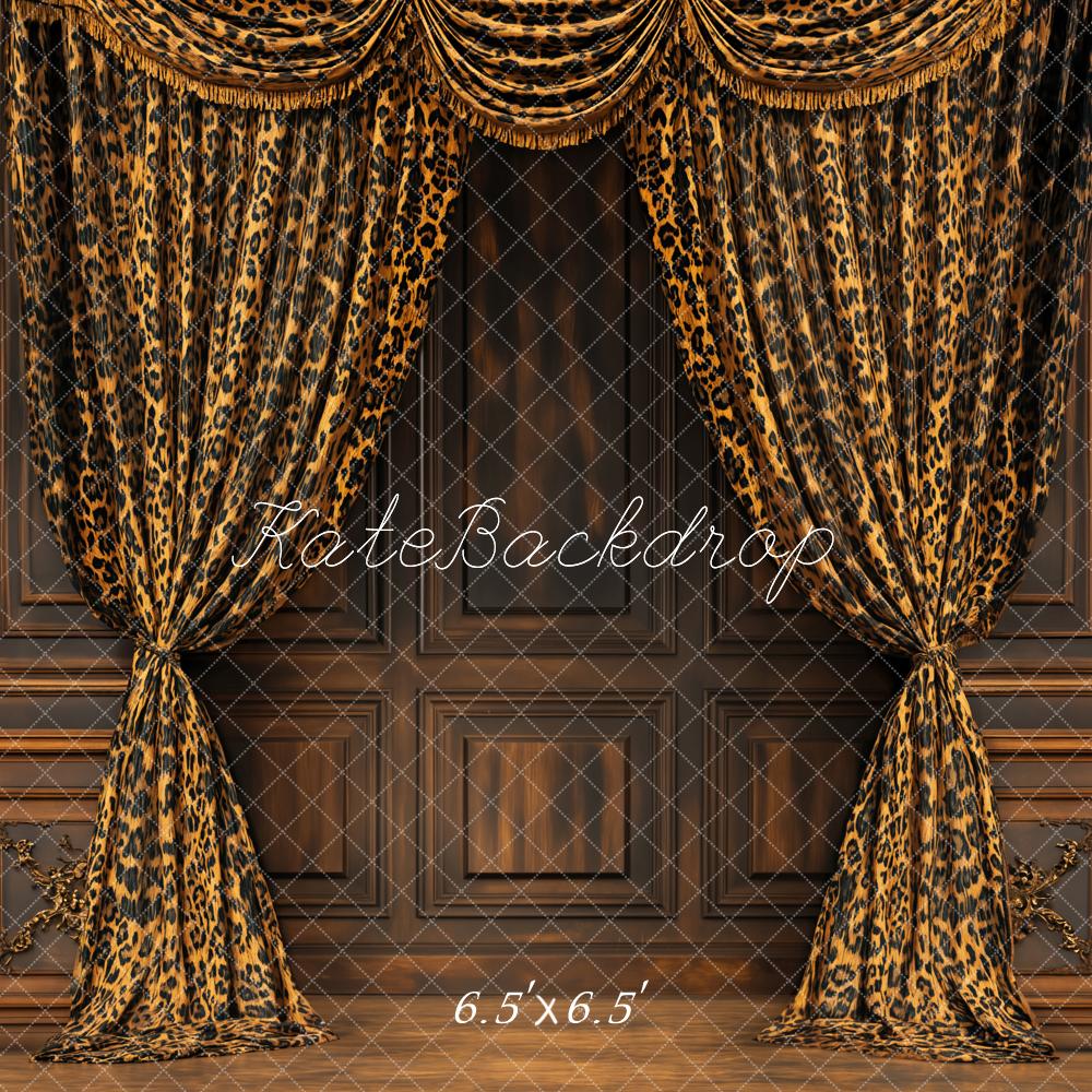 Kate Boudoir Leopard Print Curtains Vintage Wall Backdrop Designed by Emetselch - Image 3