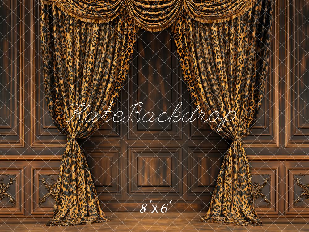 Kate Boudoir Leopard Print Curtains Vintage Wall Backdrop Designed by Emetselch - Image 4