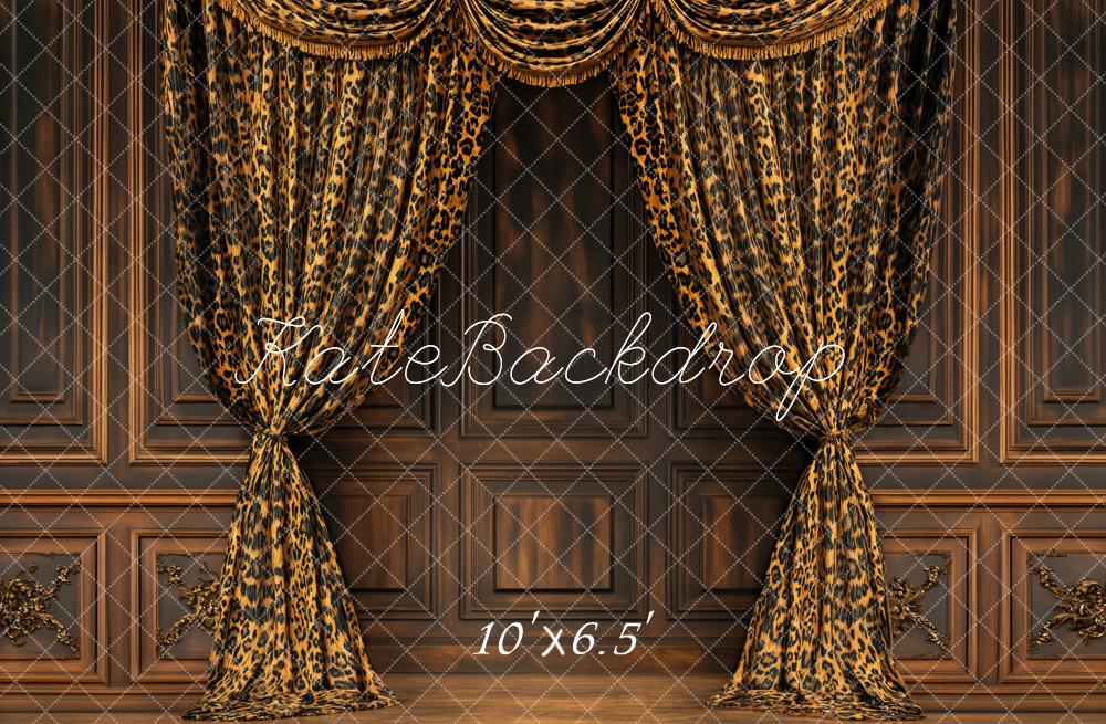 Kate Boudoir Leopard Print Curtains Vintage Wall Backdrop Designed by Emetselch - Image 5