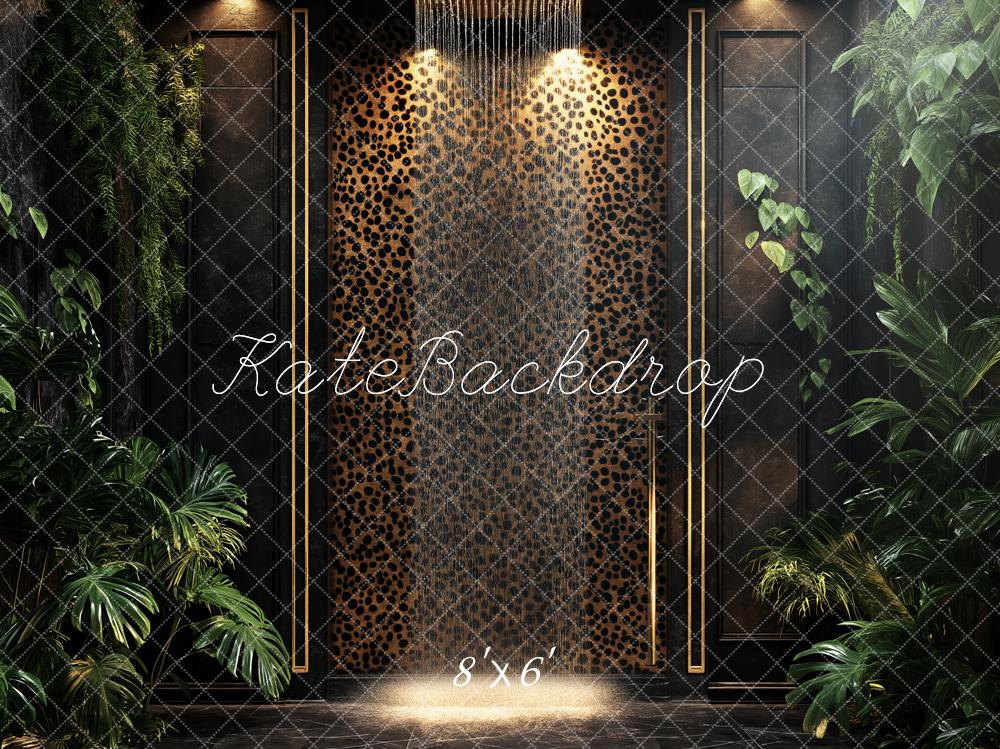 Kate Leopard Wall Tropical Greenery Backdrop Designed by Ashley Paul - Image 3