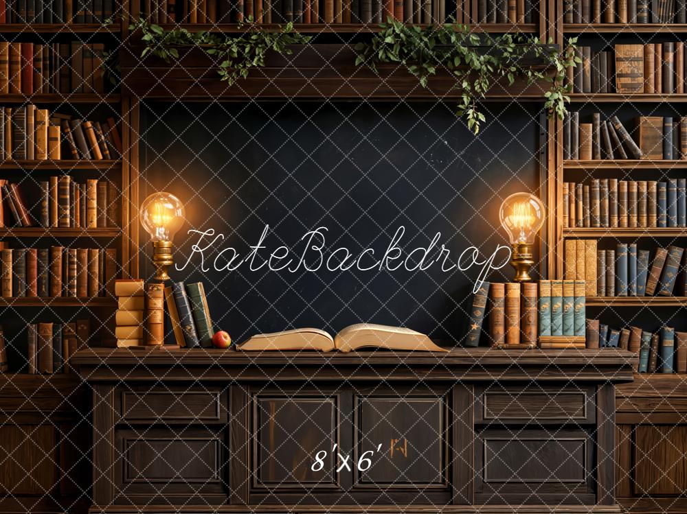 Kate Library Bookshelves Lamps Vintage Backdrop Designed by Emetselch - Image 3