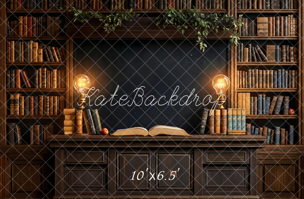 Kate Library Bookshelves Lamps Vintage Backdrop Designed by Emetselch - Image 4