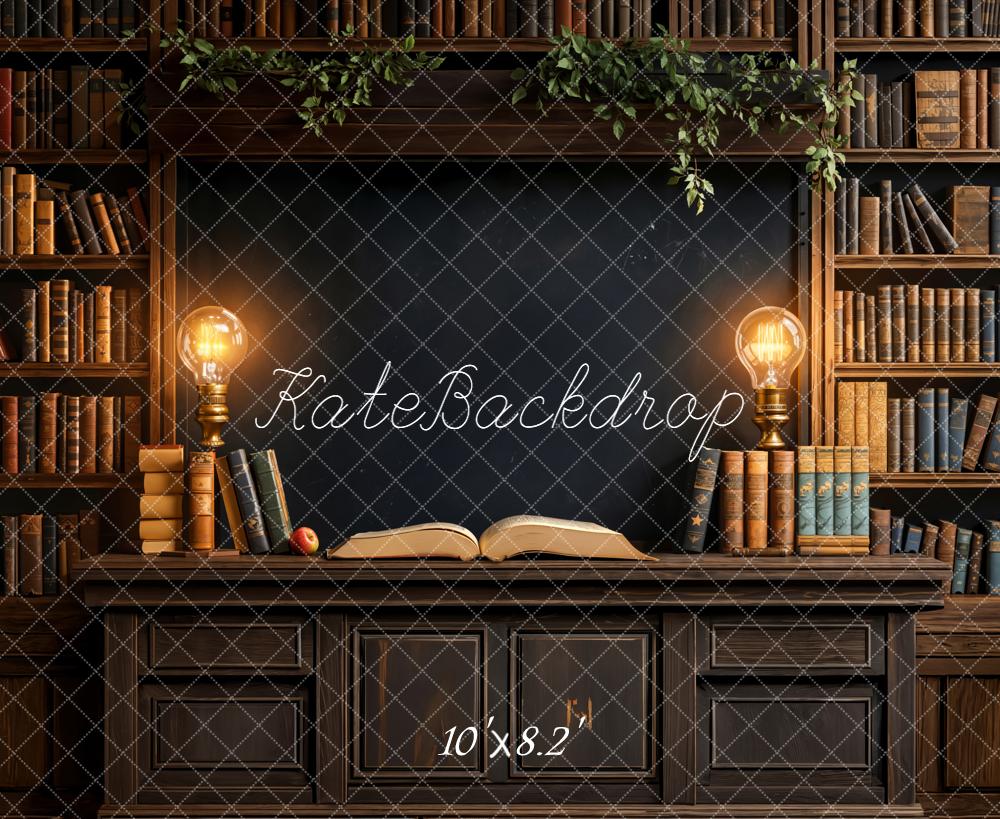 Kate Library Bookshelves Lamps Vintage Backdrop Designed by Emetselch - Image 6