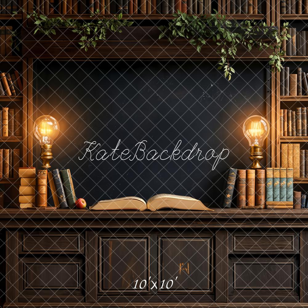 Kate Library Bookshelves Lamps Vintage Backdrop Designed by Emetselch - Image 7