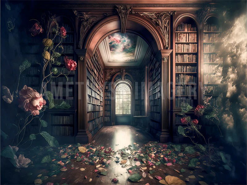 Kate Library Dreams Vintage Backdrop Designed by Angela Marie Photography - Image 4