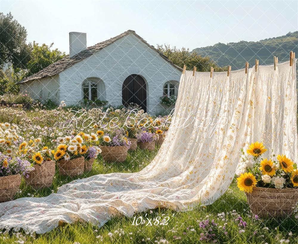 Kate Long Sheet Cottage Garden Sunflower Backdrop Designed by Mini MakeBelieve - Image 5