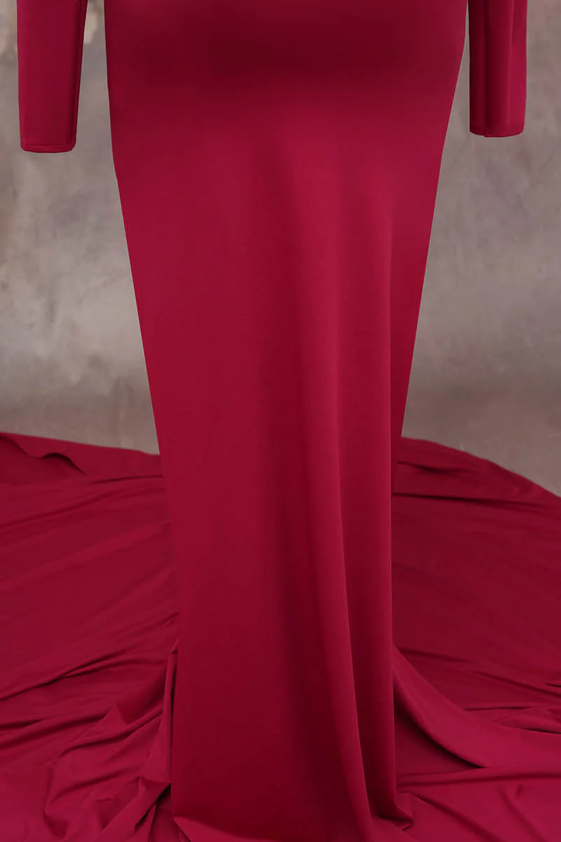 Kate Long Sleeve Satin Maternity Photoshoot Dress - Image 4