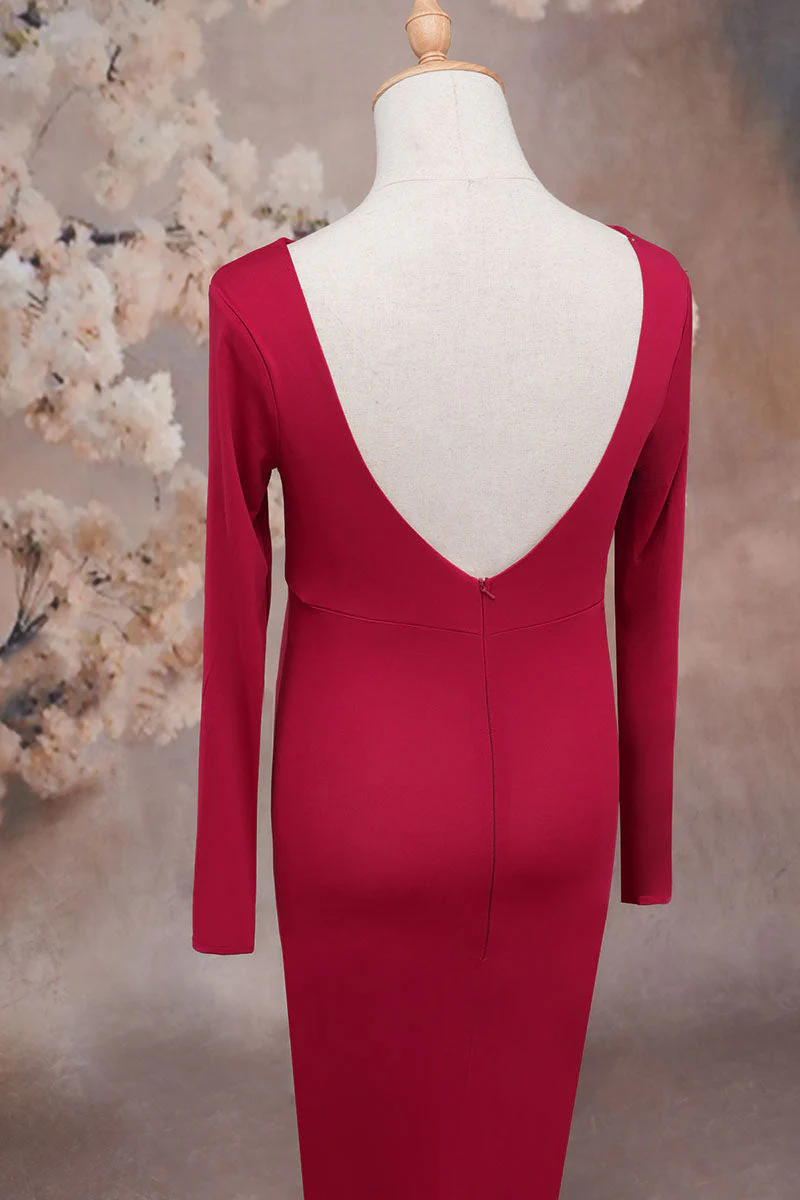 Kate Long Sleeve Satin Maternity Photoshoot Dress - Image 7