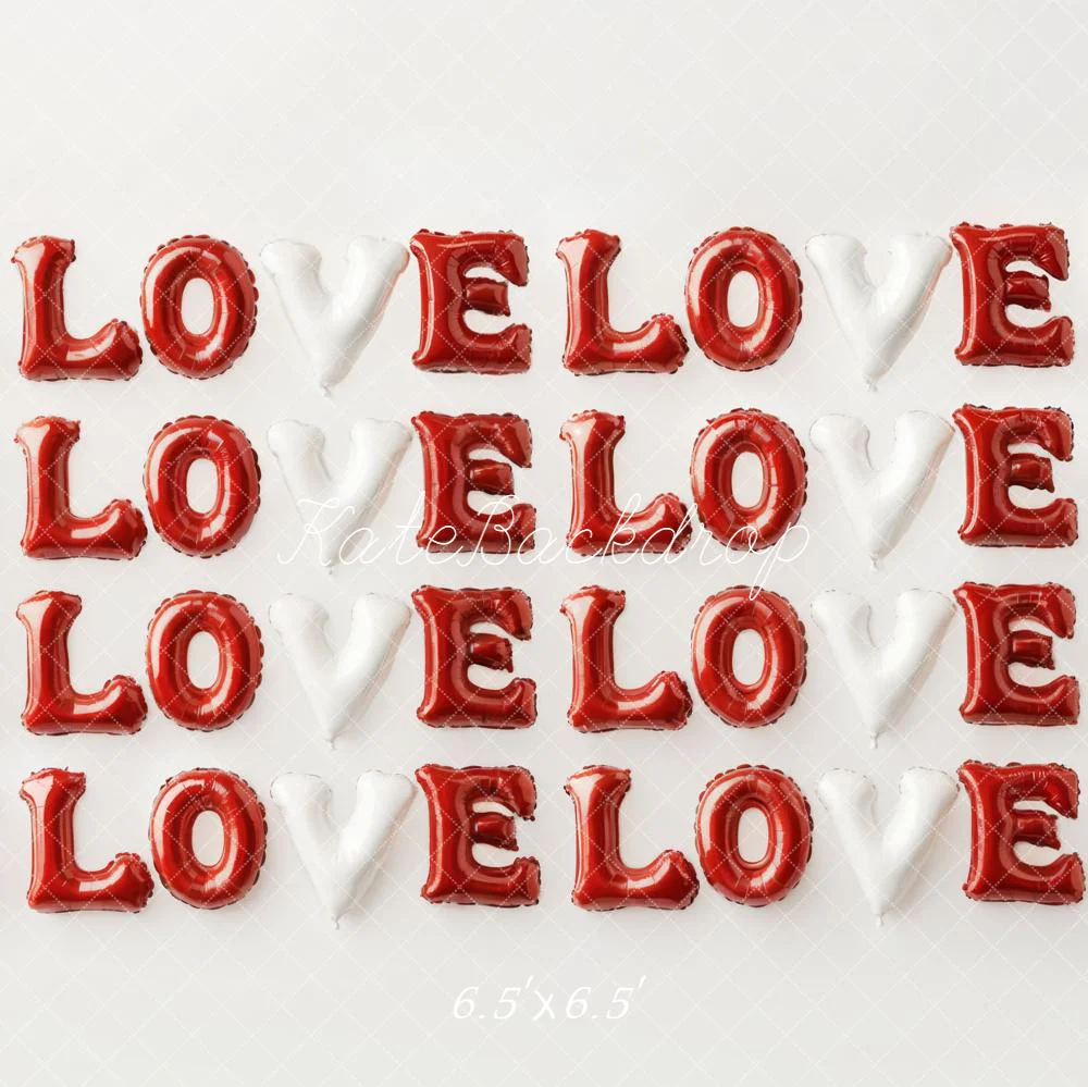 Kate Valentine Love Balloon Letters Red White Backdrop Designed by Emetselch - Image 2