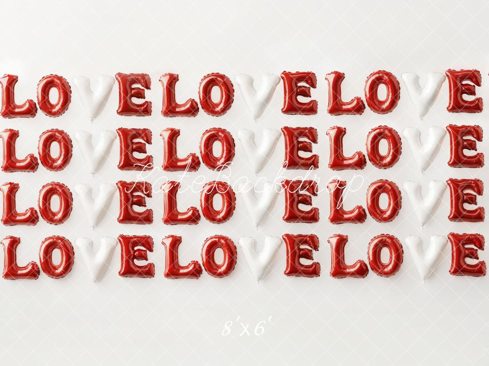 Kate Valentine Love Balloon Letters Red White Backdrop Designed by Emetselch - Image 3