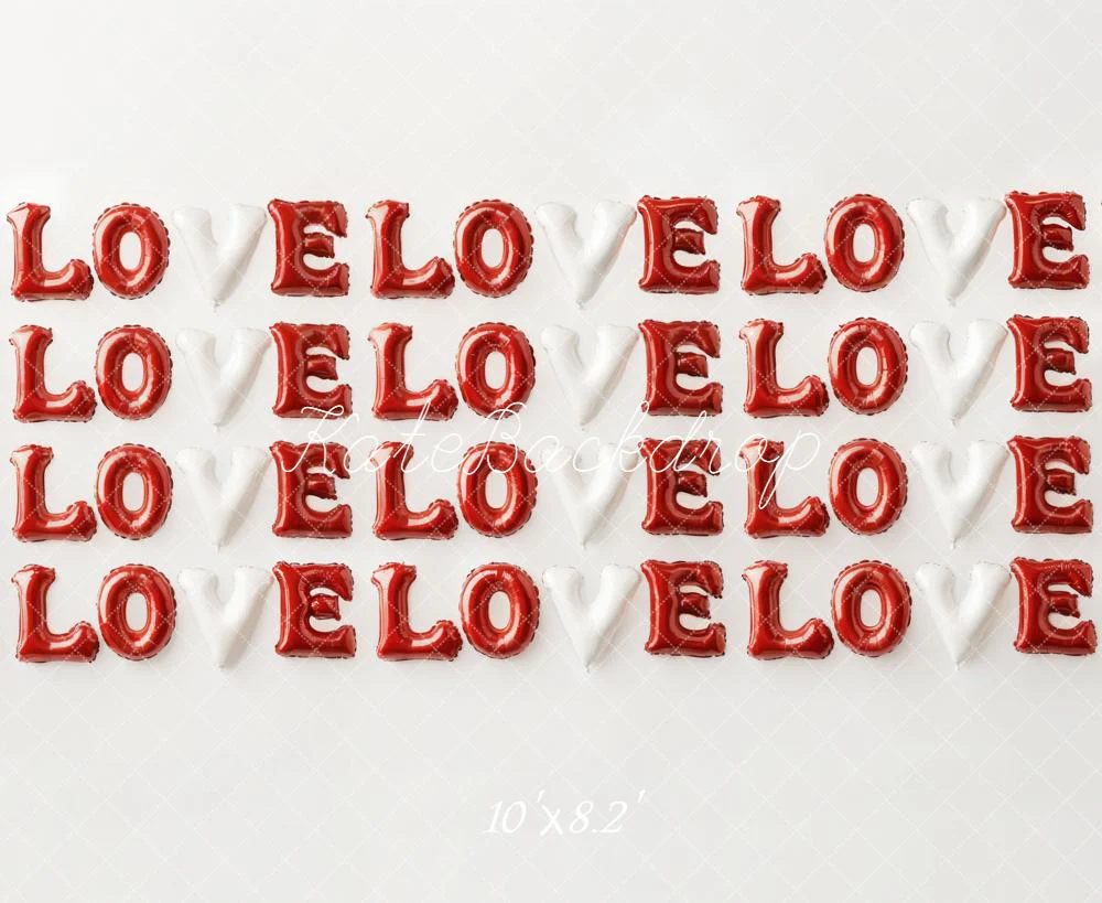 Kate Valentine Love Balloon Letters Red White Backdrop Designed by Emetselch - Image 6