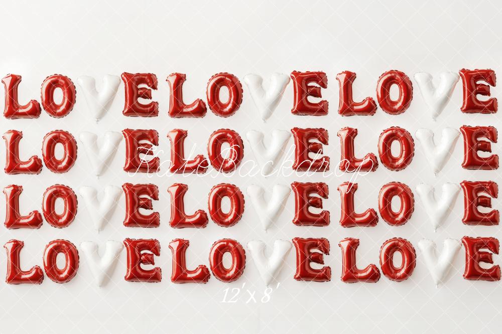 Kate Love Balloon Pattern Red White Fleece Backdrop Designed by Emetselch - Image 4