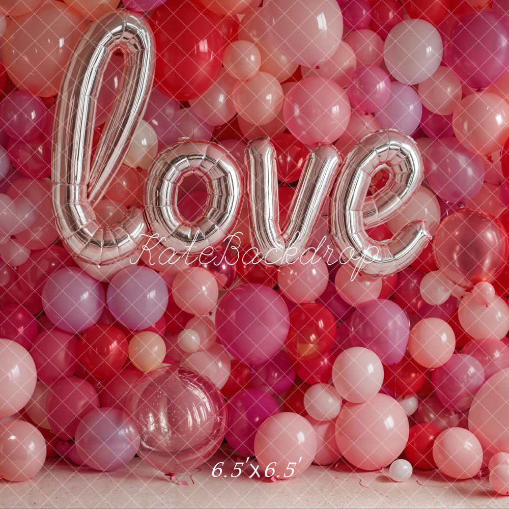 Kate Valentine Love Balloons Pink Red Backdrop Designed by Emetselch - Image 3