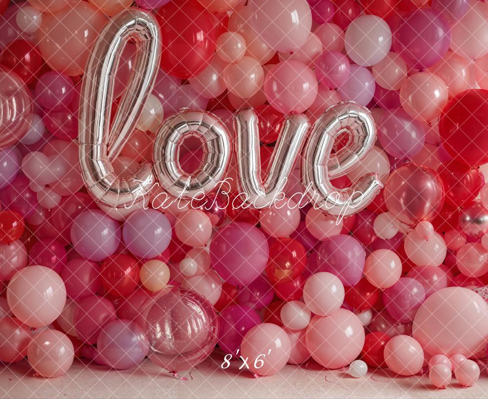 Kate Valentine Love Balloons Pink Red Backdrop Designed by Emetselch - Image 4