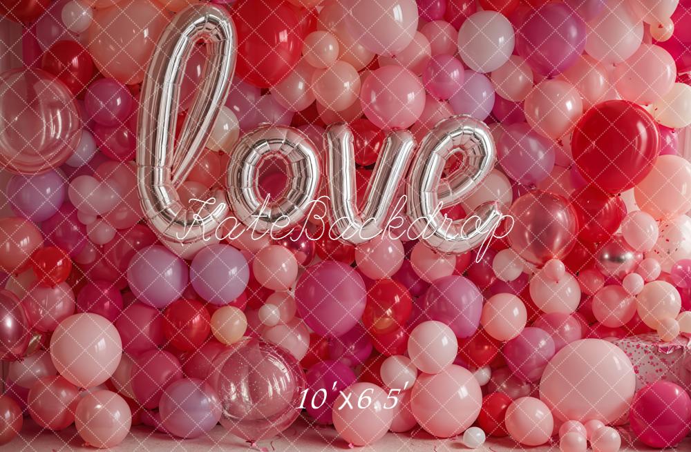 Kate Valentine Love Balloons Pink Red Backdrop Designed by Emetselch - Image 5