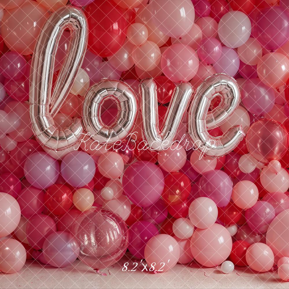Kate Valentine Love Balloons Pink Red Backdrop Designed by Emetselch - Image 6