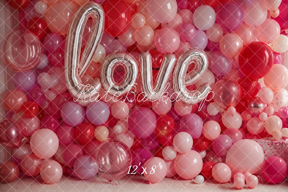 Kate Valentine Love Balloons Pink Red Backdrop Designed by Emetselch - Image 9