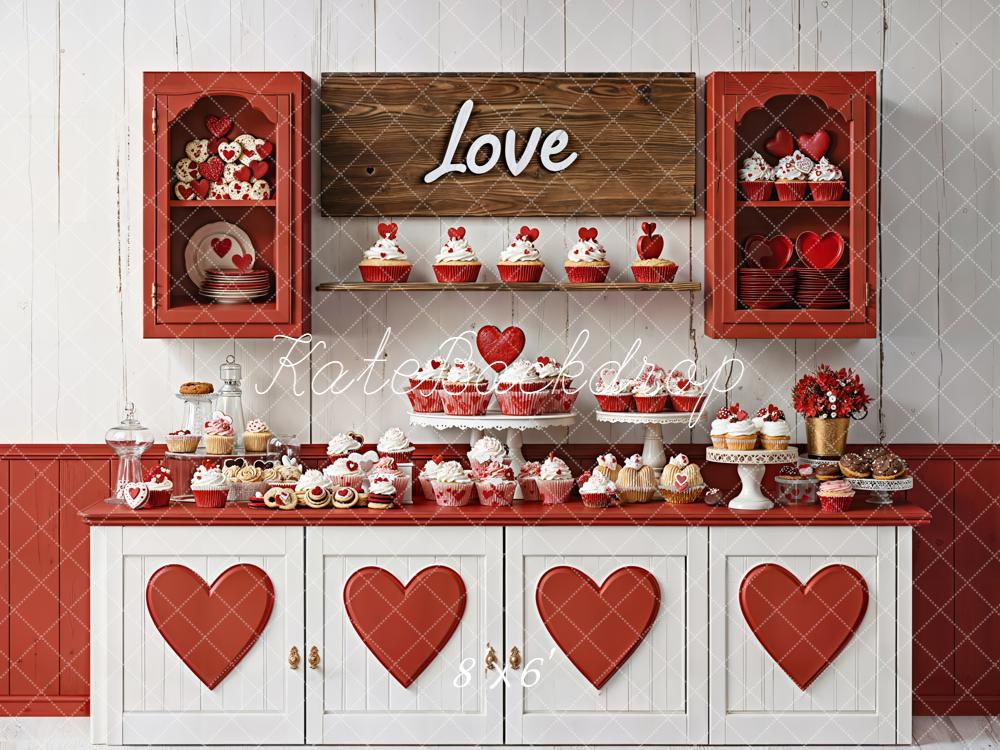Kate Valentine Love Hearts Sweets Kitchen Backdrop Designed by Emetselch - Image 3
