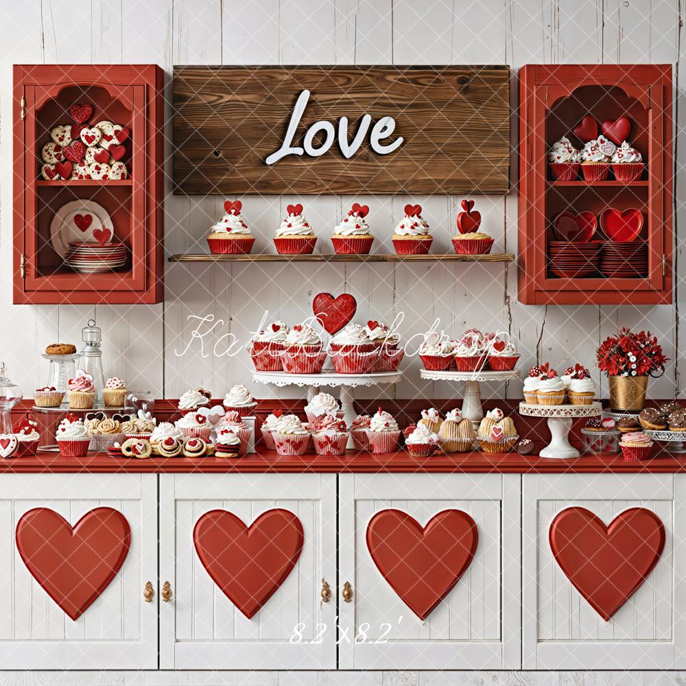 Kate Valentine Love Hearts Sweets Kitchen Backdrop Designed by Emetselch - Image 5
