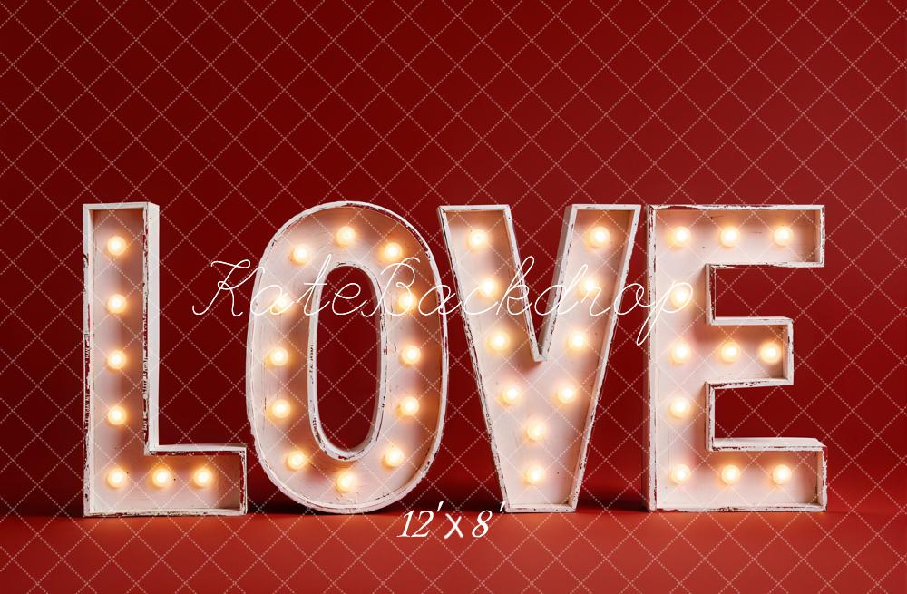 Kate Love Letters Marquee Lights Red Fleece Backdrop Designed by Emetselch - Image 4