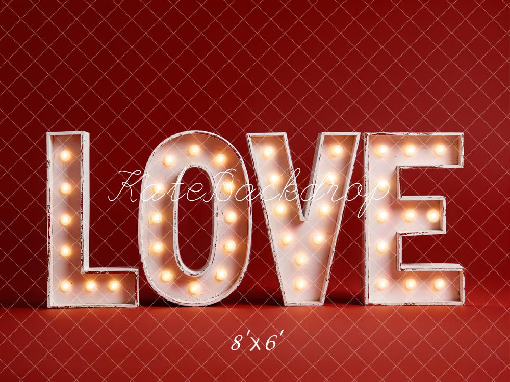 Kate Valentine Love Light Up Letters Red Backdrop Designed by Emetselch - Image 3
