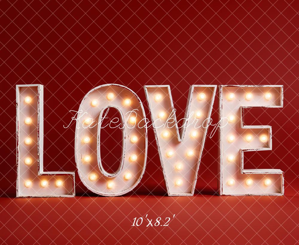Kate Valentine Love Light Up Letters Red Backdrop Designed by Emetselch - Image 6