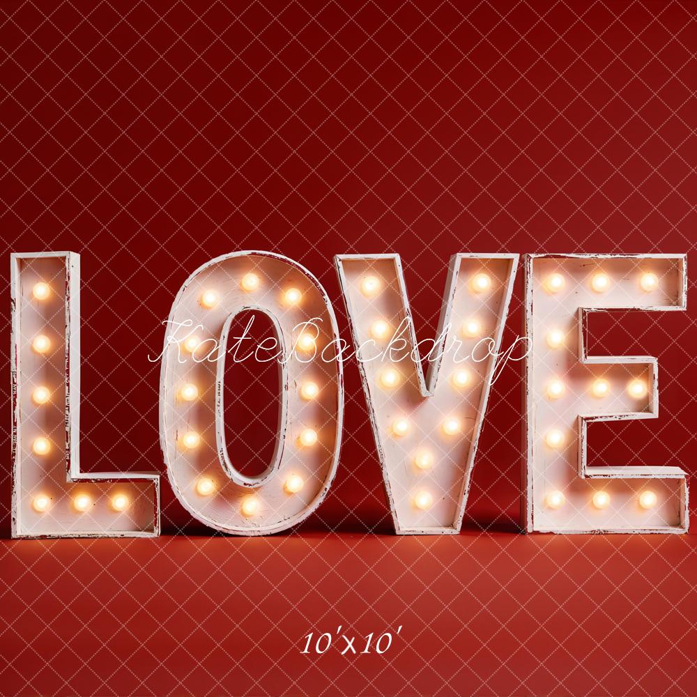 Kate Valentine Love Light Up Letters Red Backdrop Designed by Emetselch - Image 7