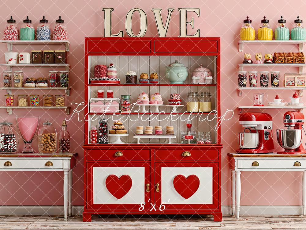 Kate Love Sweets Red Cabinet Shelves Backdrop Designed by Emetselch - Image 3