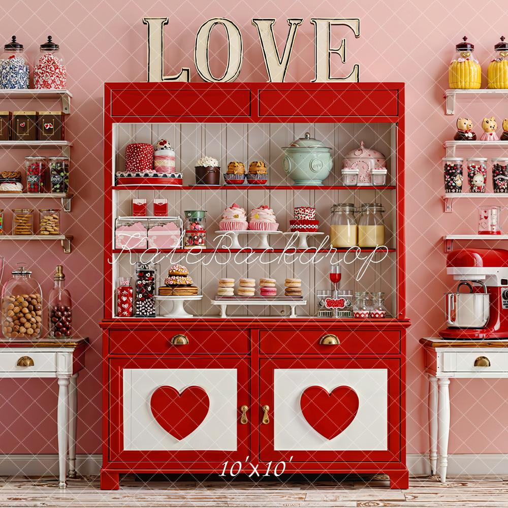 Kate Love Sweets Red Cabinet Shelves Backdrop Designed by Emetselch - Image 7