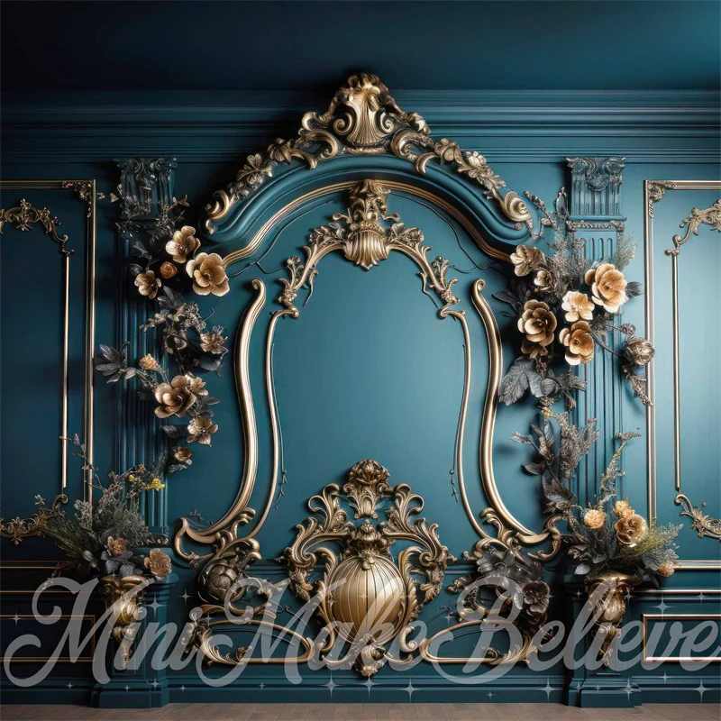 Kate Luxury Gold Teal Turquoise Wall Backdrop Designed by Mini MakeBelieve - Image 2