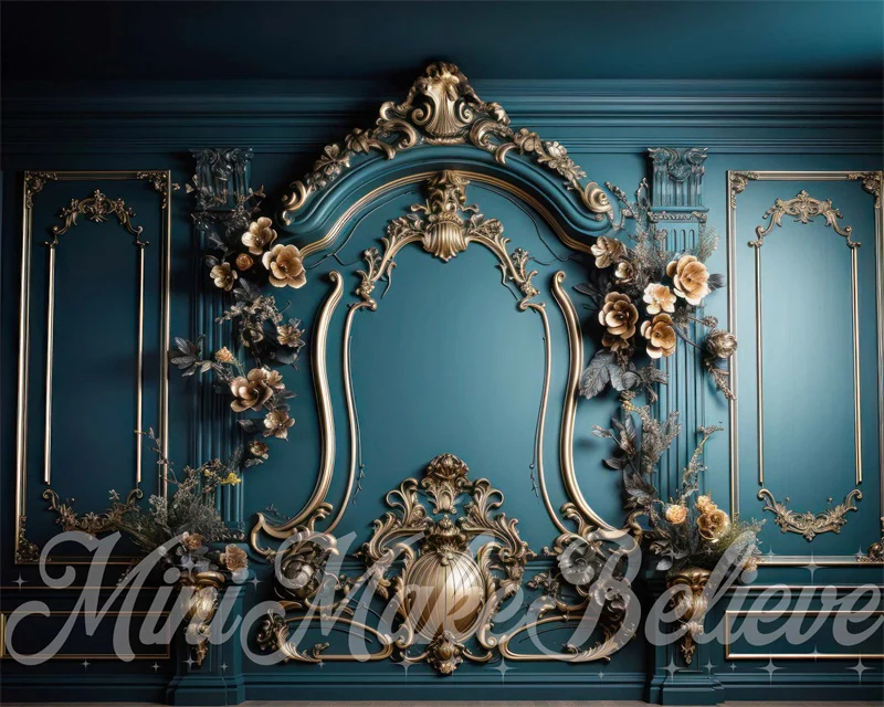 Kate Luxury Gold Teal Turquoise Wall Backdrop Designed by Mini MakeBelieve - Image 3