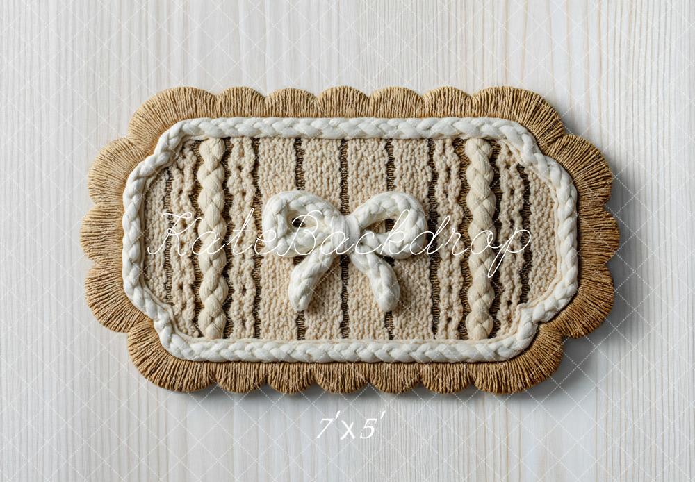 Kate Macrame Bow Woven Mat Neutral Floor Backdrop Designed by Mini MakeBelieve