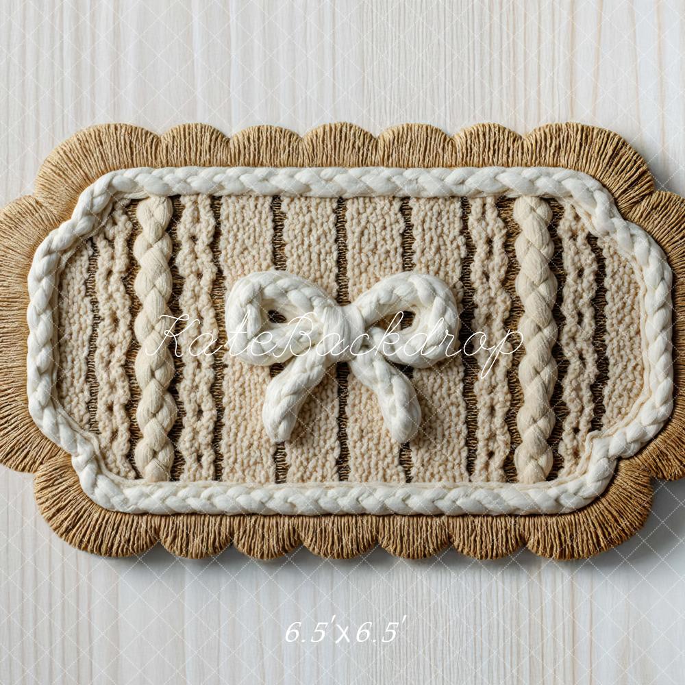Kate Macrame Bow Woven Mat Neutral Floor Backdrop Designed by Mini MakeBelieve - Image 2