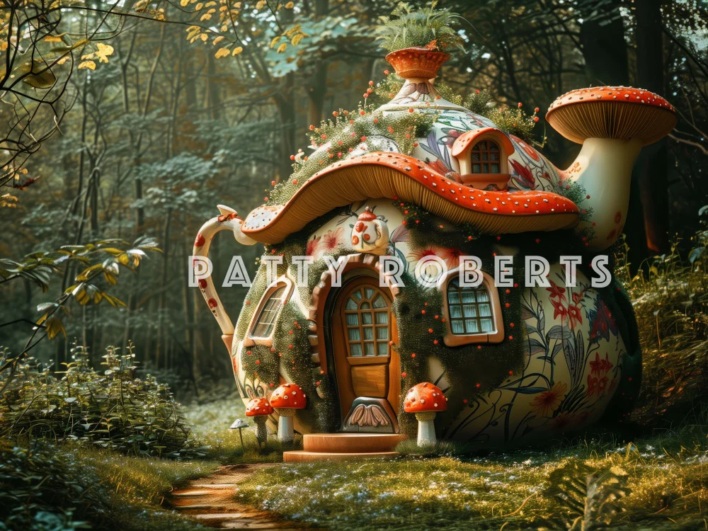 Kate Magical Forest Dreamy Mushroom Teapot Hut Backdrop Designed by Patty Robert - Image 3
