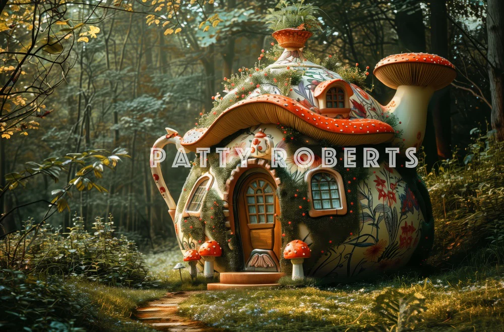 Kate Magical Forest Dreamy Mushroom Teapot Hut Backdrop Designed by Patty Robert - Image 4