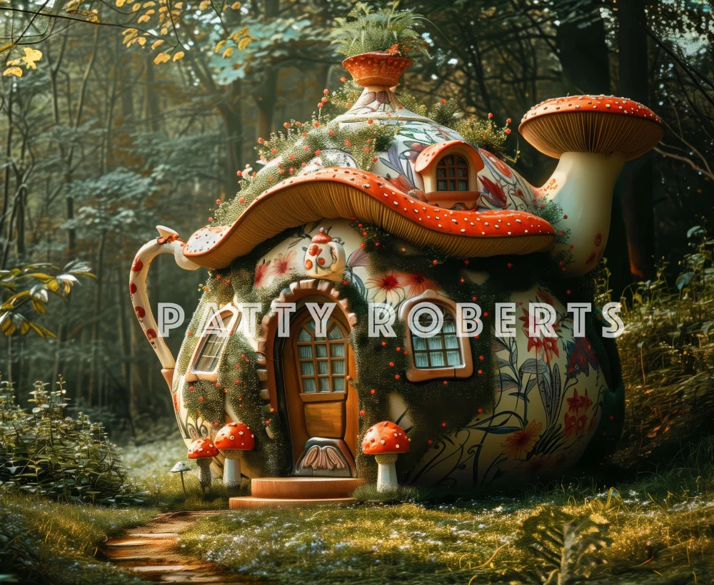 Kate Magical Forest Dreamy Mushroom Teapot Hut Backdrop Designed by Patty Robert - Image 5
