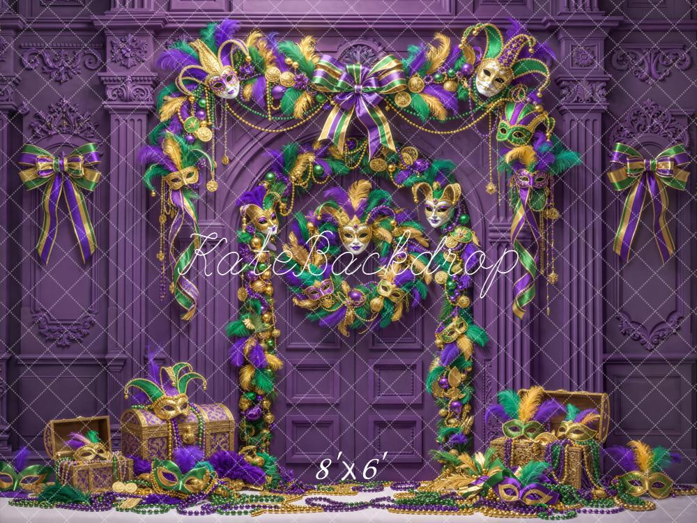 Kate Mardi Gras Masks Bows Beads Purple Backdrop Designed by Emstselch - Image 3