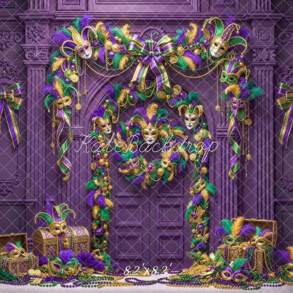 Kate Mardi Gras Masks Bows Beads Purple Backdrop Designed by Emstselch - Image 5