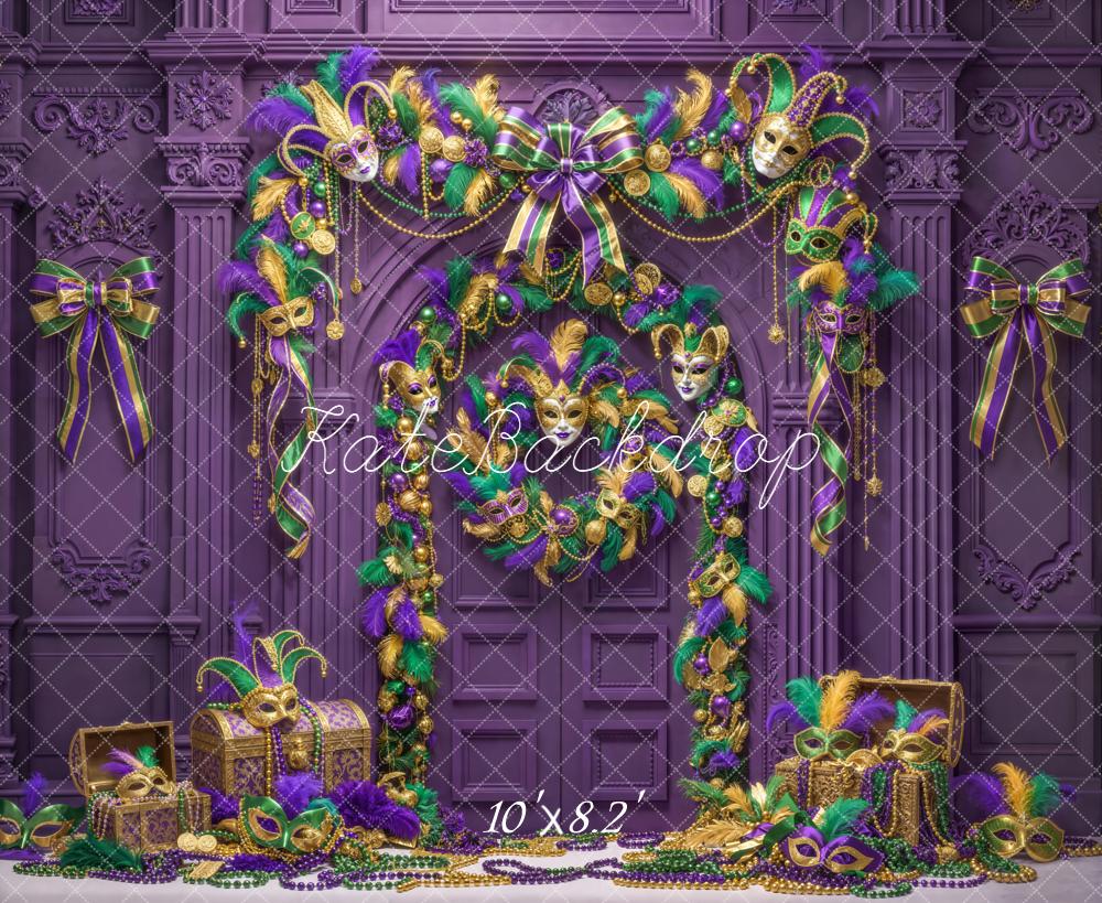 Kate Mardi Gras Masks Bows Beads Purple Backdrop Designed by Emstselch - Image 6