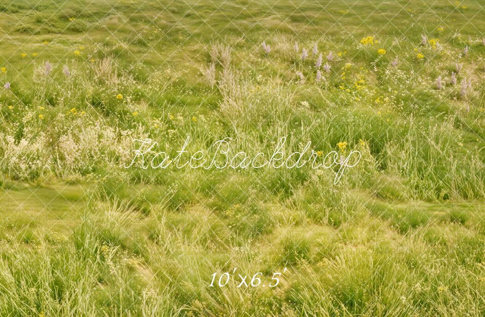 Kate Meadow Grass Green Floor Fleece Backdrop Designed by Emetselch - Image 2
