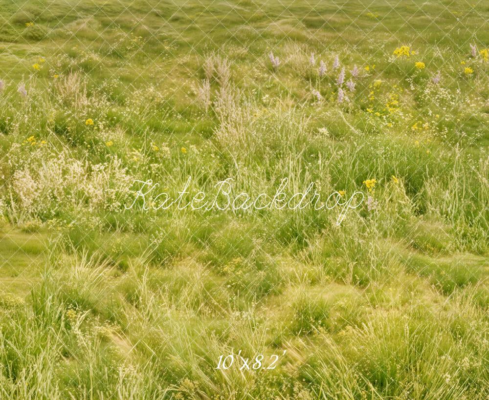 Kate Meadow Grass Green Floor Fleece Backdrop Designed by Emetselch - Image 3