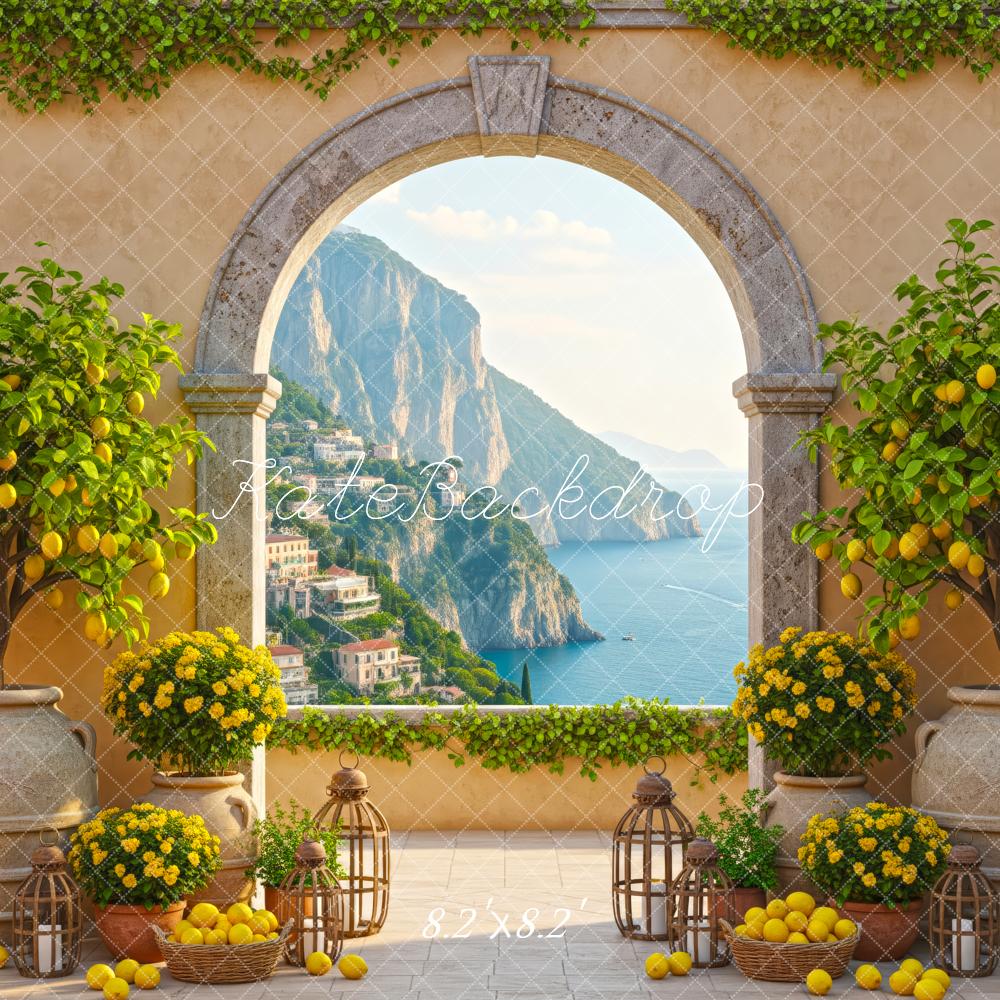 Kate Mediterranean Arch Lemons Ocean Backdrop Designed by Patty Robert - Image 5