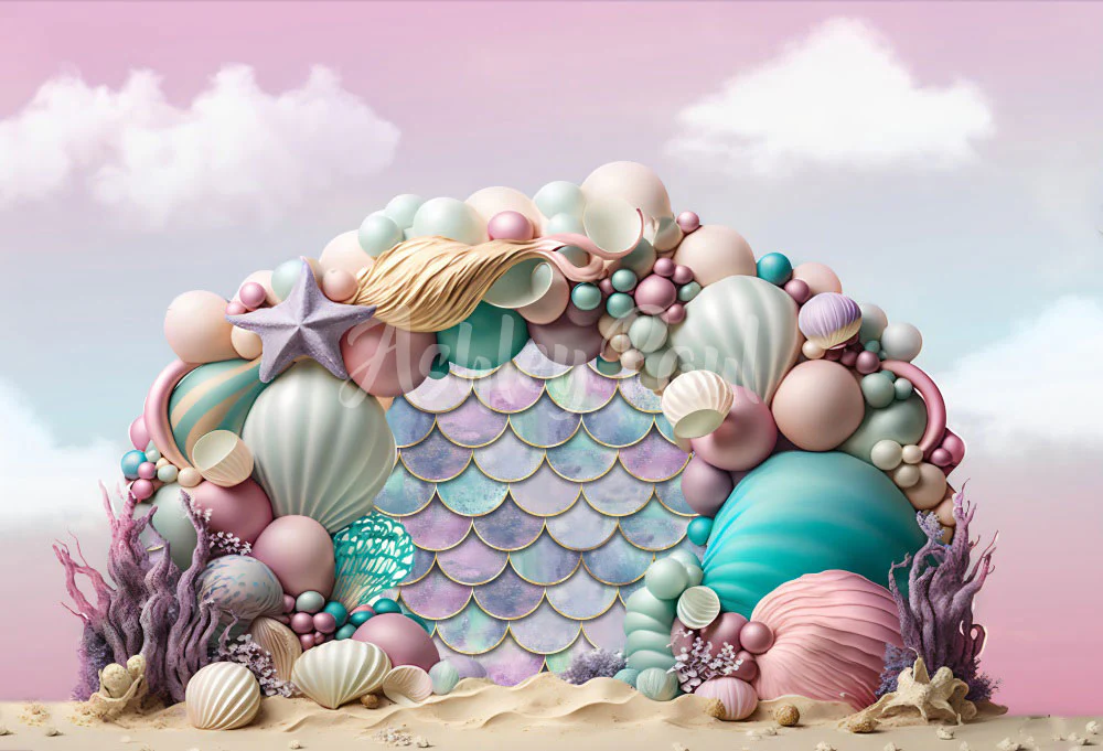 Kate Summer Mermaid Balloons Arch Backdrop Designed by Ashley Paul - Image 2