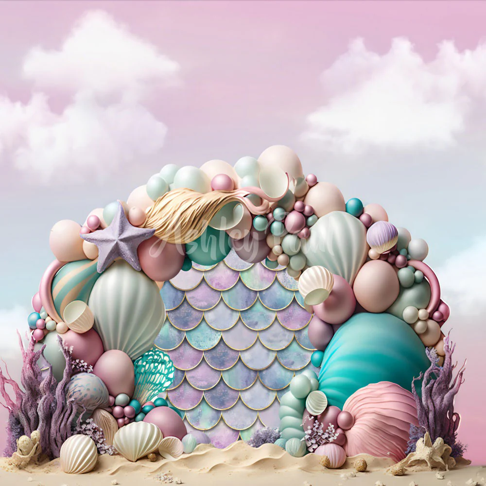 Kate Summer Mermaid Balloons Arch Backdrop Designed by Ashley Paul - Image 3