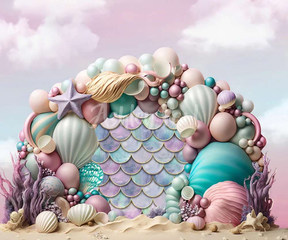 Kate Summer Mermaid Balloons Arch Backdrop Designed by Ashley Paul - Image 4