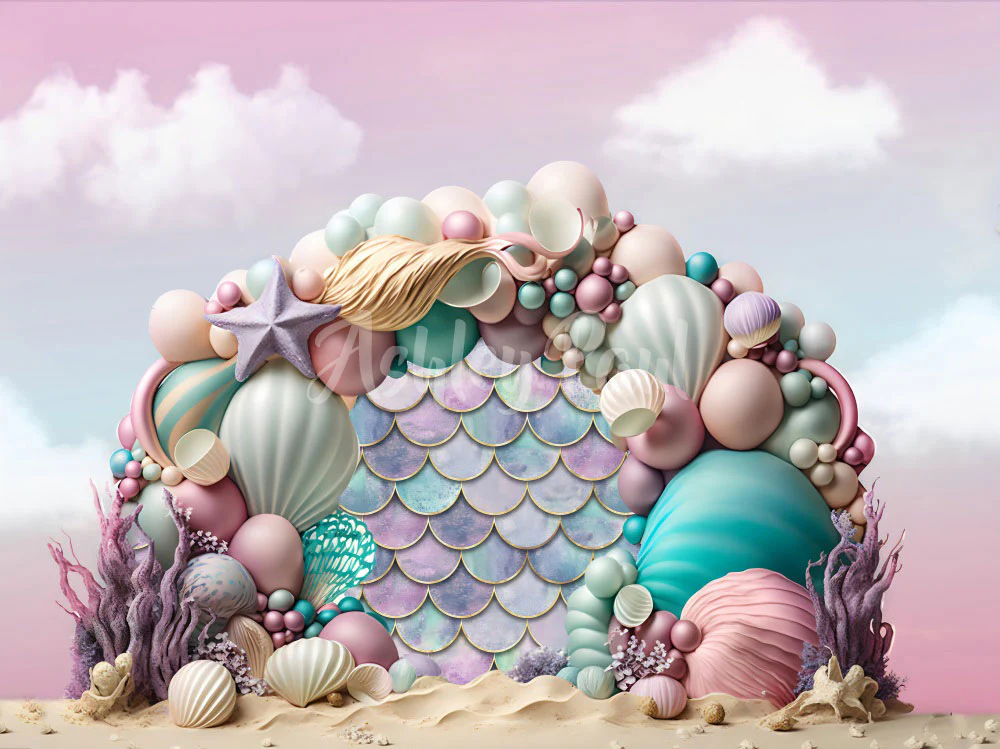 Kate Summer Mermaid Balloons Arch Backdrop Designed by Ashley Paul - Image 5